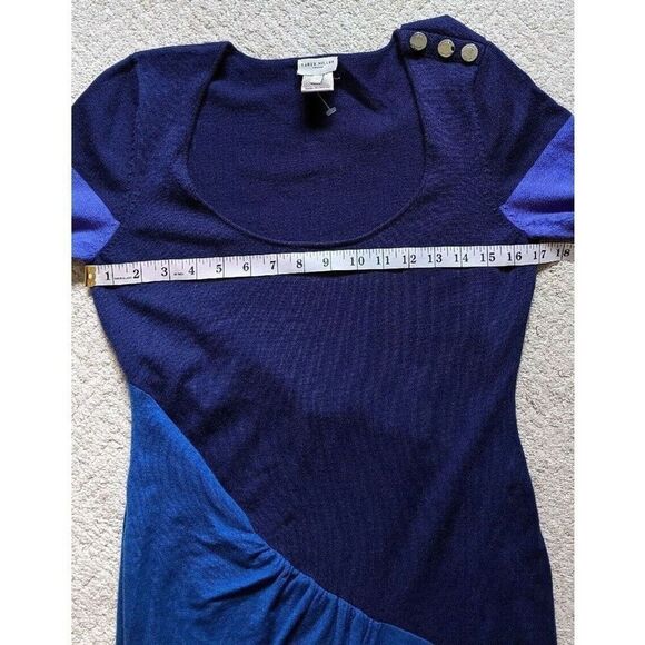 Karen Millen England Dress Color Block Wool Blend Asymmetric Knit Sweater Size 3 - Picture 3 of 9